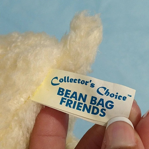 Dan Dee Collectors Bean Bag Friends Dog Plush Off-White Green Bow 7" Stuffed Toy - Picture 4 of 6